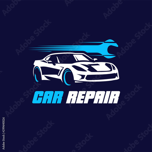 Supercar Car Repair Logo, sport car vector logo template