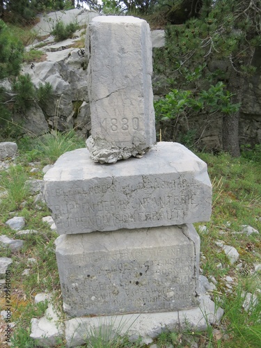 Mountain Orjen Montenegro Austrohungarian army stone landmark from 1830. year photo