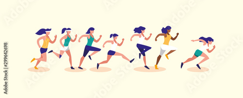 Women running vector design