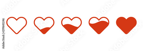 set heart load icon in flat style