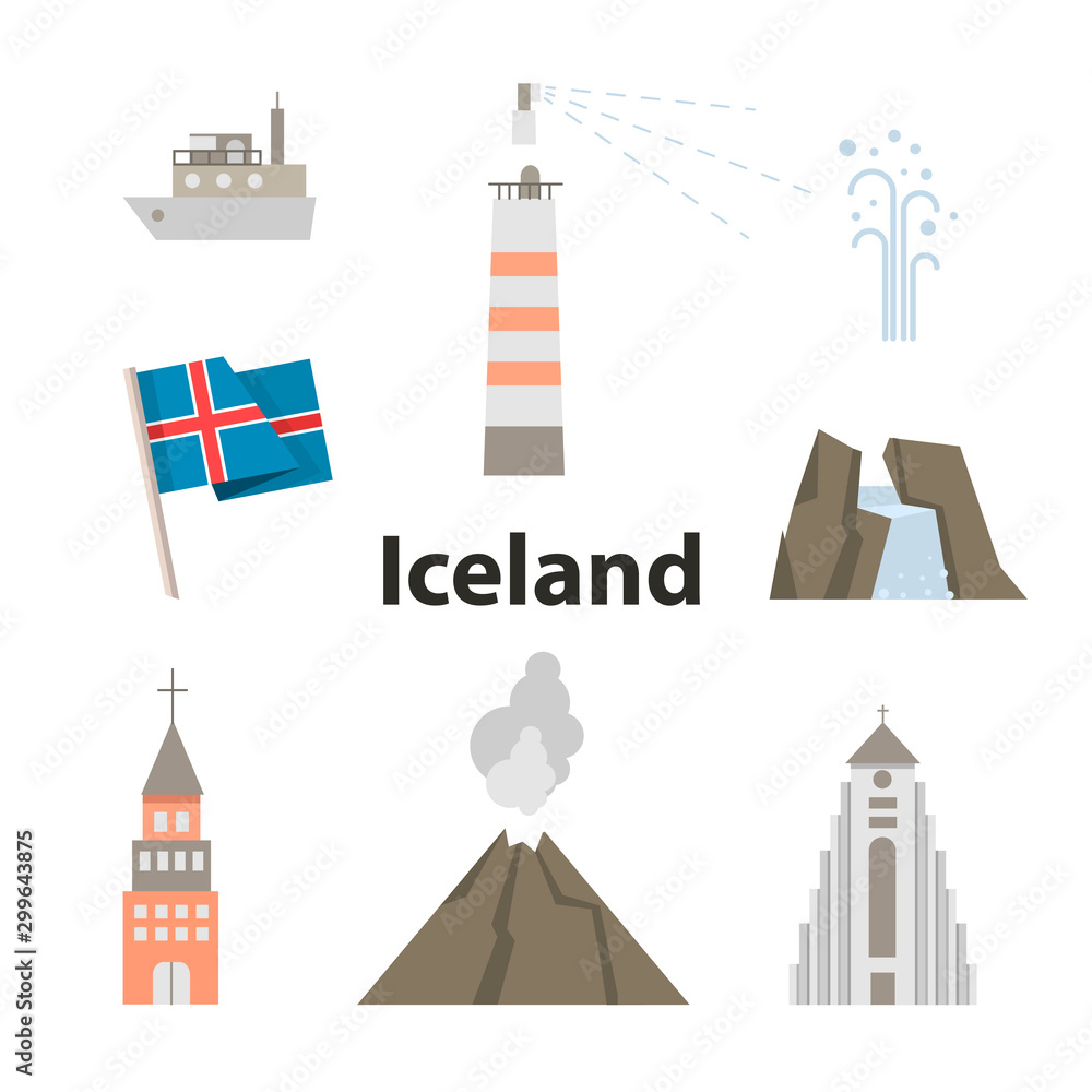 Iceland icon set