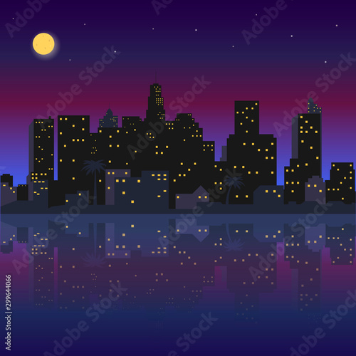Night city vector illustration