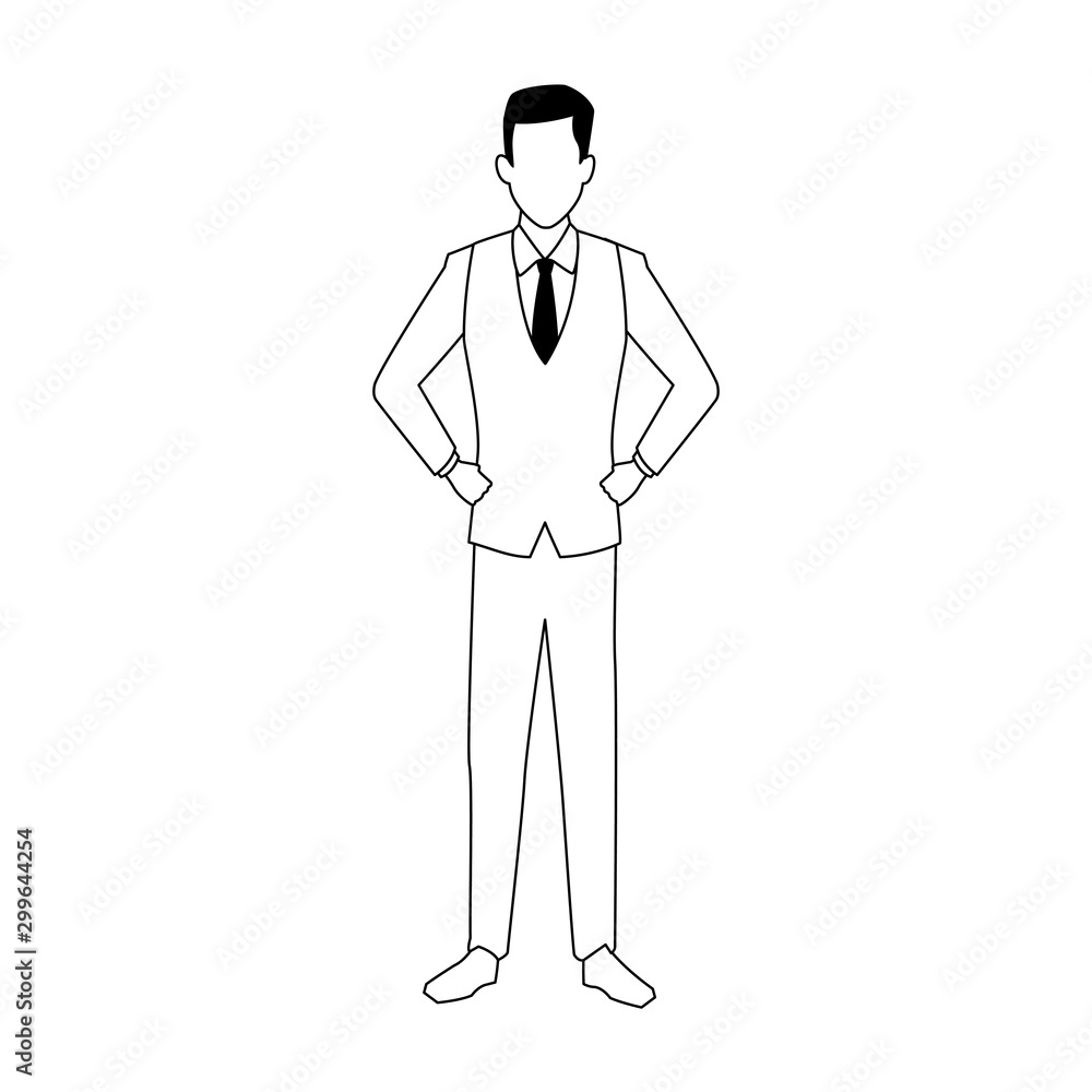 businessman standing icon, flat design