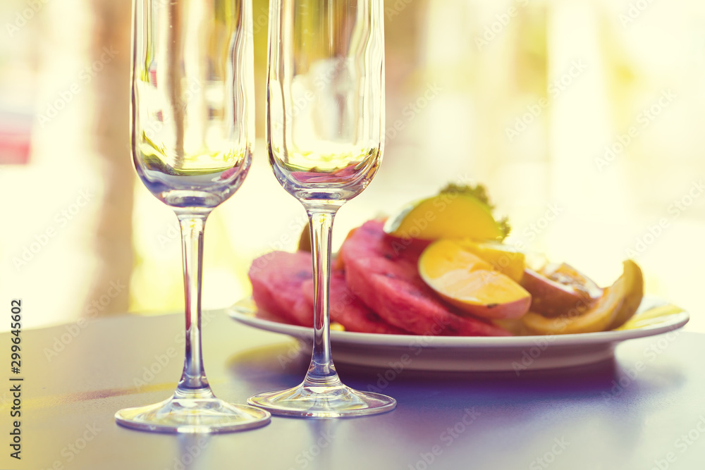 Champagne flute glasses, holiday luxury lifestyle Champagne flute glasses, holiday luxury lifestyle