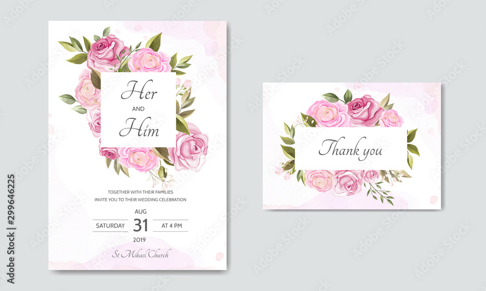 beautiful floral wreath wedding invitation card template