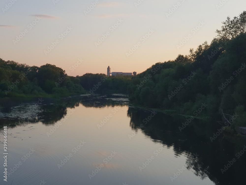 River view at sunset