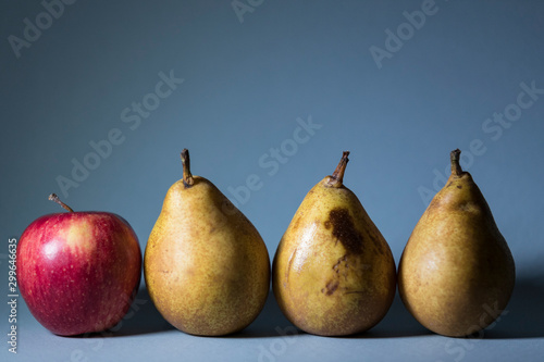 Ripe fruits on a gray background shot closeup