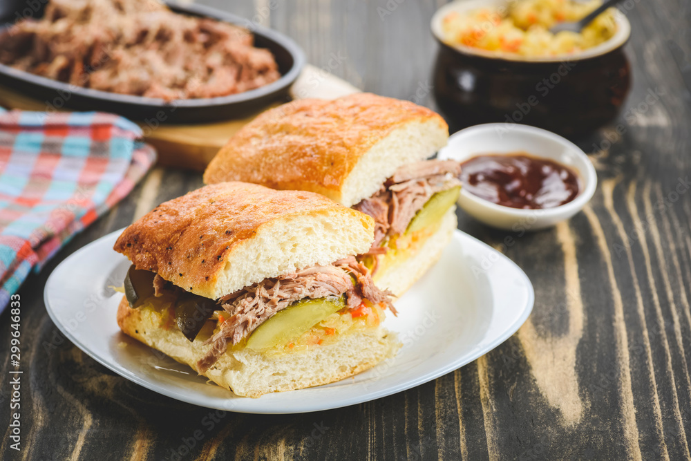 sandwich with pulled pork and sauerkraut sandwich with pulled pork and sauerkraut