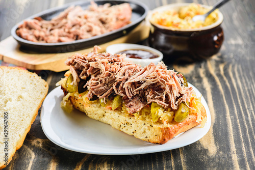 sandwich with pulled pork and sauerkraut