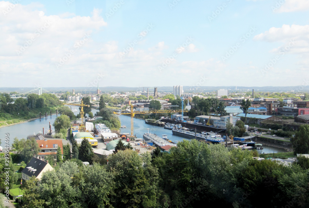 View on the harbor of the river rhine in cologne, Germany