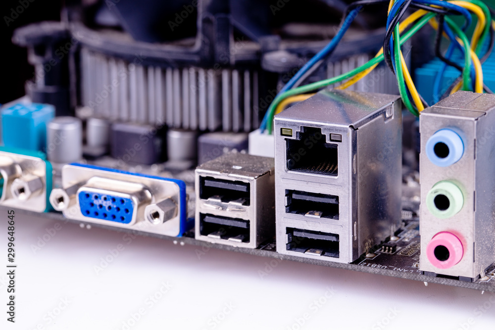back input and output I/O motherboard panel. Stock-Foto | Adobe Stock
