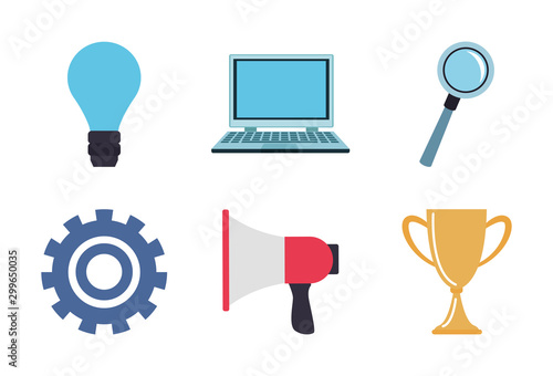 set of office elements, flat colorful design