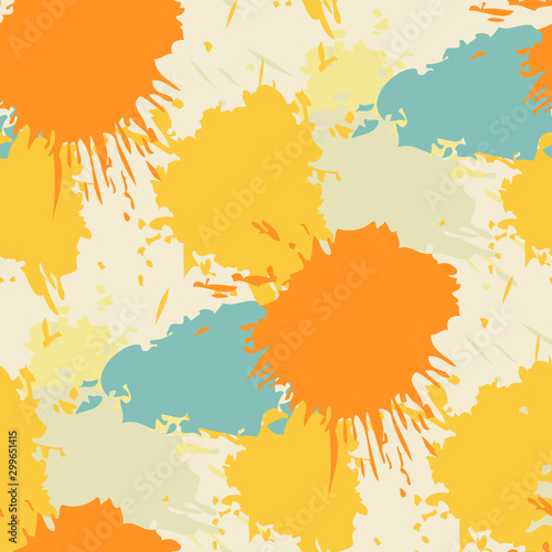 Summer pattern on the background of colorful blots inks