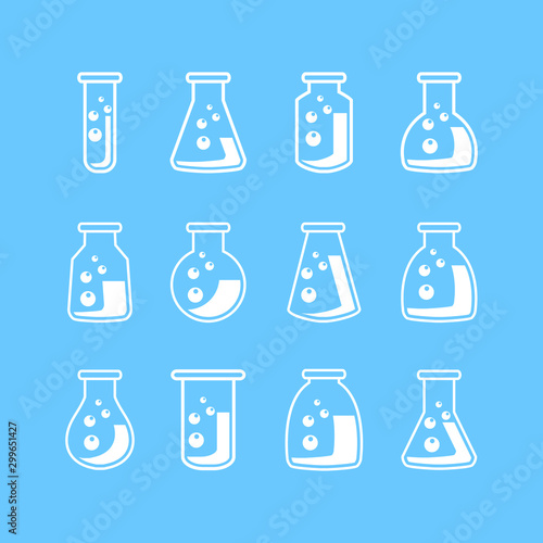 Vector line laboratory glassware icons