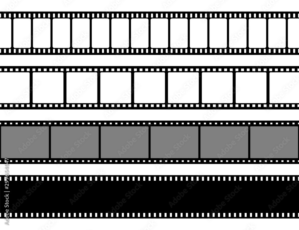Film strips collection. Cinema or photo tape, strip. Vector illustration. Film strips collection. Cinema or photo tape, strip. Vector illustration.