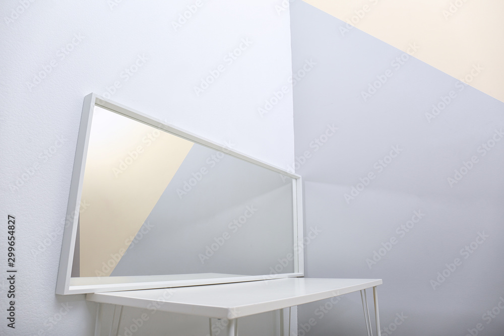 Obraz premium Makeup table with mirror in dressing room