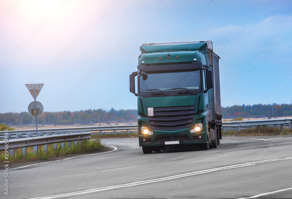 truck moves on highway