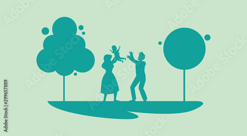 Father and mother with son vector design
