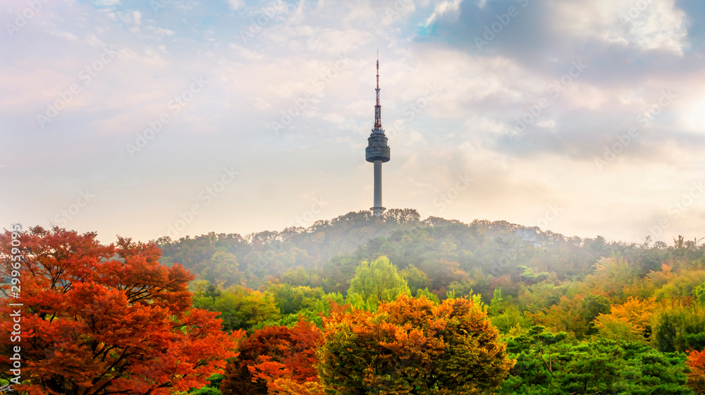 Obraz premium Seoul Tower in Autumn South Korea