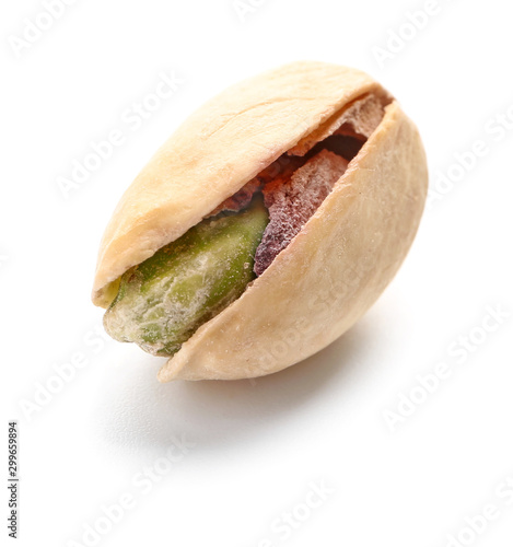 Tasty pistachio nut on white background