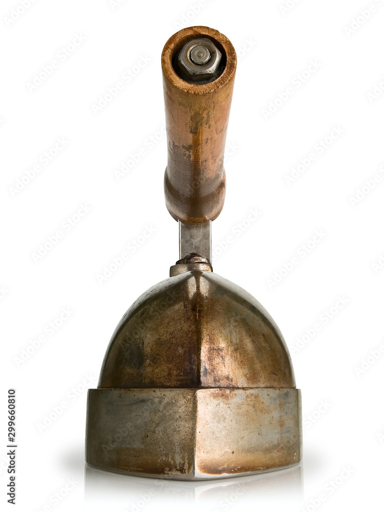 Fototapeta premium The ancient electric iron with the wooden handle