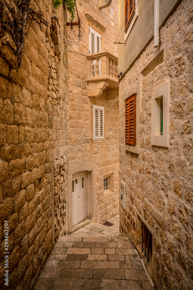 An interesting turn on a little alley way of Korcula