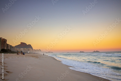 Sunset at Barra da Tijuca Beach, West Side District of Rio de Janeiro Brazil