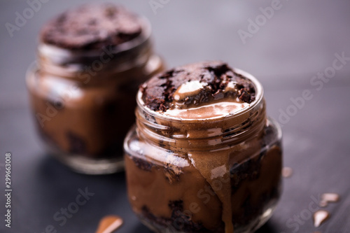 chocolate fondant cake in a jar
