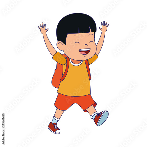 cartoon excited boy icon, colorful design
