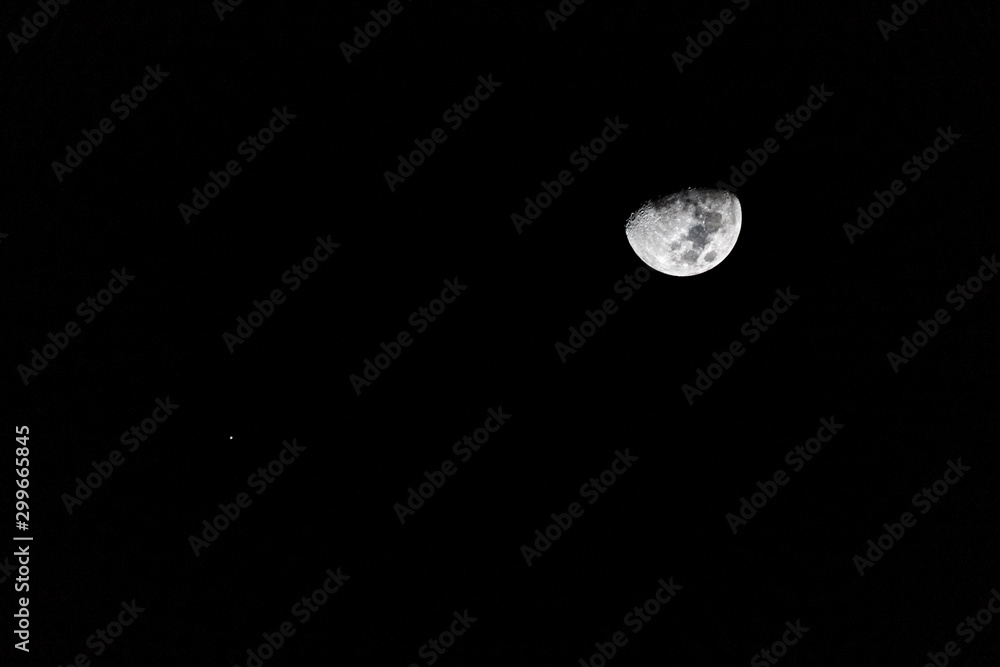 half moon in the black sky on the night - space for text half moon in the black sky on the night - space for text