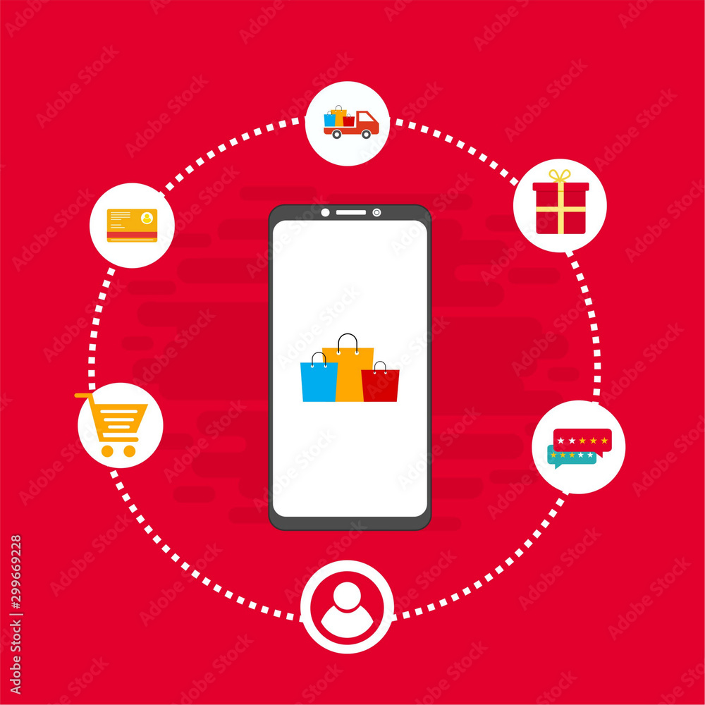 Set of flat design concept icons for web and mobile phone services and apps. Icons for mobile marketing and online shopping Set of flat design concept icons for web and mobile phone services and apps. Icons for mobile marketing and online shopping