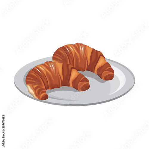 plate with croissants icon, colorful design