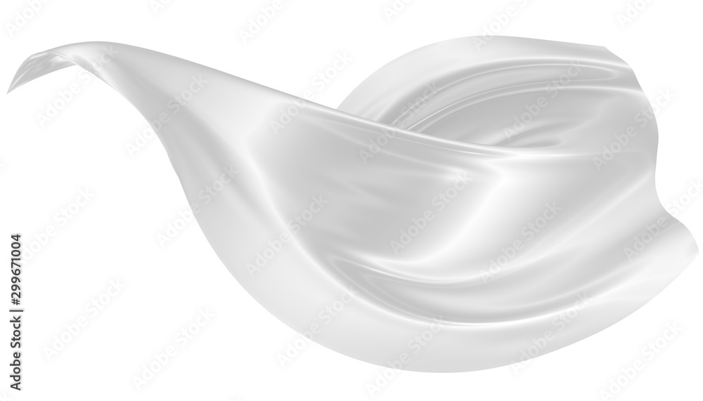 Abstract background of white wavy silk or satin. 3d rendering image. - obrazy, fototapety, plakaty 