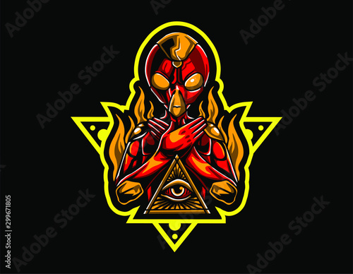 The awesome illustration alien logo mascot vector