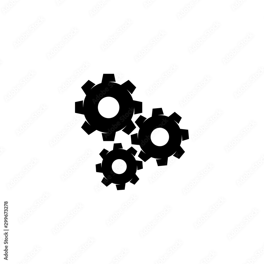 Silhouette mechanical gears icon vector in modern flat style for web