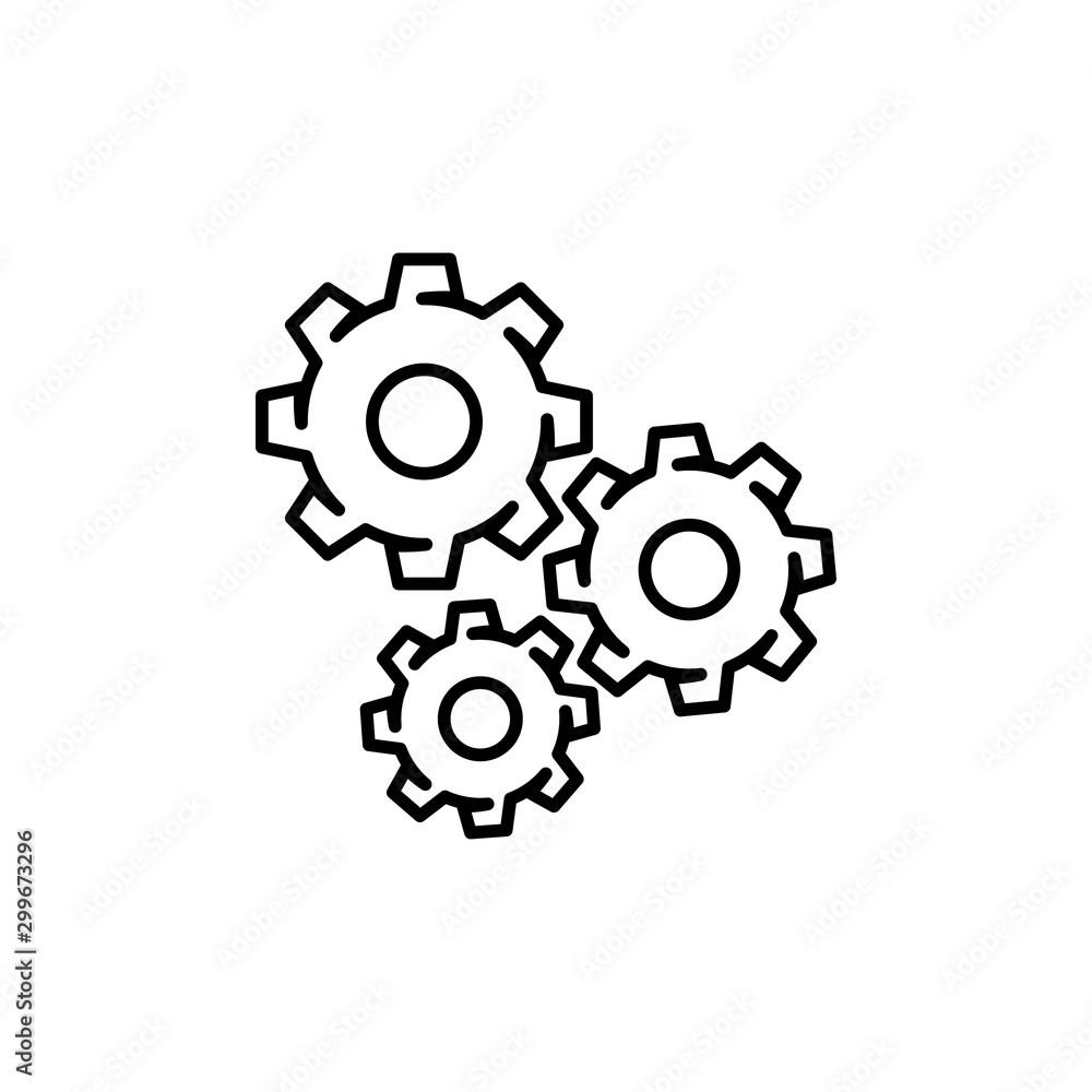 Silhouette mechanical gears icon vector in modern flat outline style for web Silhouette mechanical gears icon vector in modern flat outline style for web