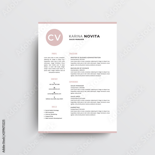 Professional CV resume template design and letterhead , cover letter,  black and pink  - vector