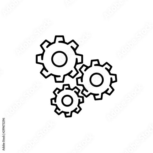 Silhouette mechanical gears icon vector in modern flat outline style for web