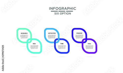 Vector Infographic stack chart design with icons and 6 options or steps. Infographics for business concept. Can be used for presentations banner, workflow layout, process diagram, flow chart,