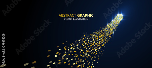 An arrow of golden particles, business concept,vector illustration.