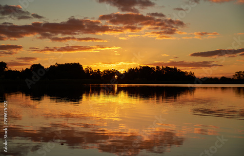 sunset over the lagoon with beautiful colors