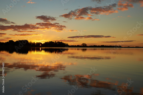 sunset over the lagoon with beautiful colors