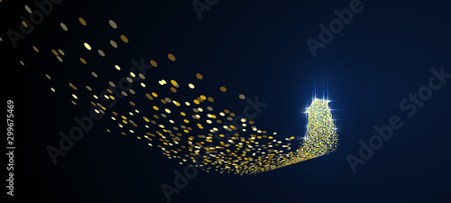 An arrow of golden particles, business concept,vector illustration.