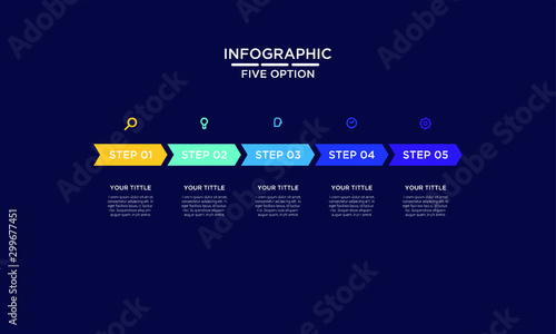 	 Five Options infographic step chart workflow  element Plan Slide Template
