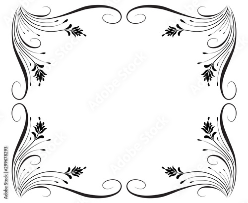 Decorative vintage frame with floral ornament in retro style isolated on white