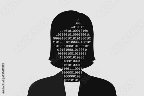 Woman's personal data in digital format