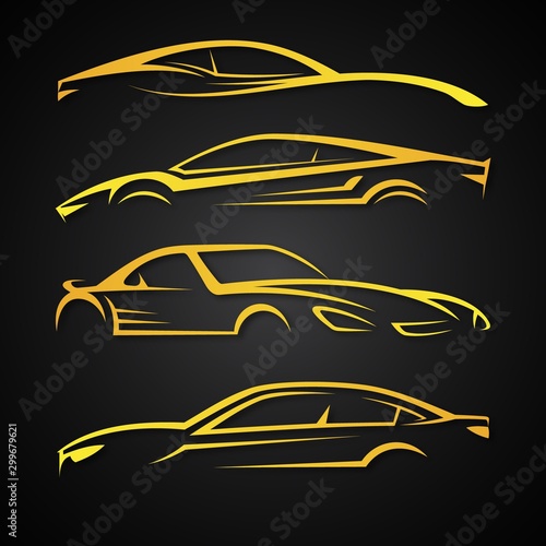Creative set vector image for business of modern car emblems