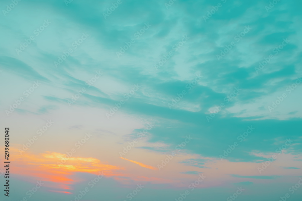 sunset with horizon abstract bright blue sky and white cloud background