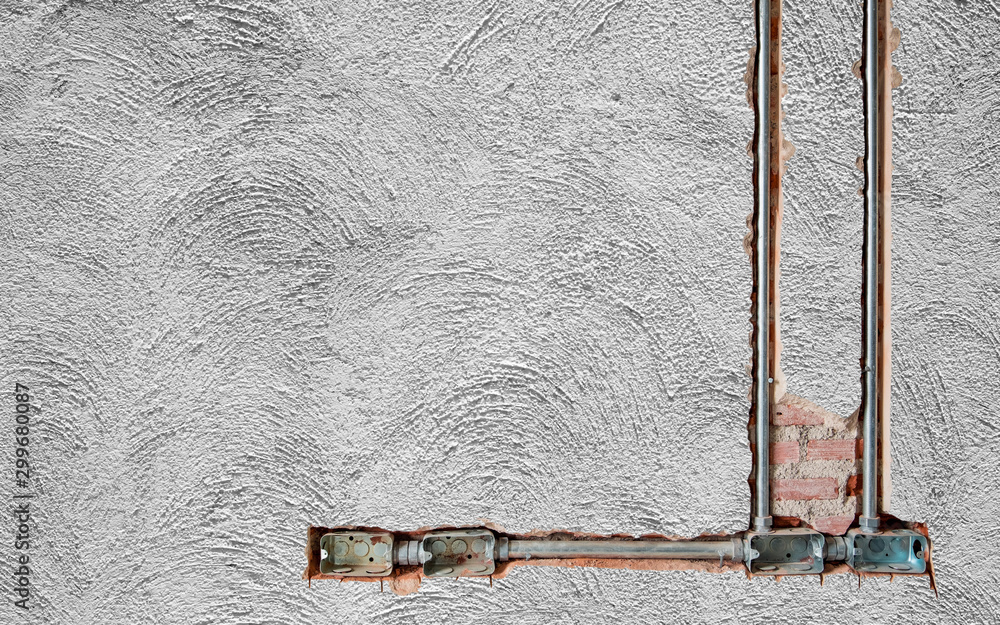 Loft Style Concrete Wall Conduit Pipe Stock Photo 781905913