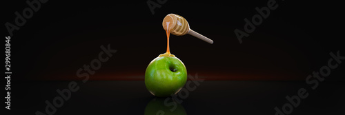 Obraz na plátně honey and apple. 3d rendering